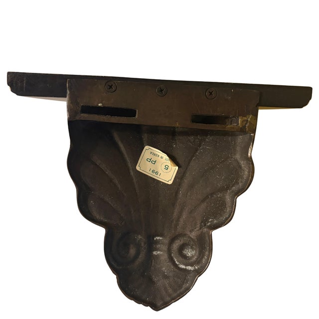 Brass & Wood Display Shelf Sconce For Sale - Image 9 of 10