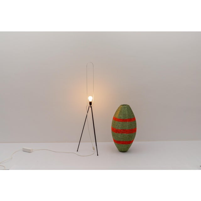 Tripod Floor Lamp with Cocoon Shade Wicker, 1950s For Sale - Image 11 of 12