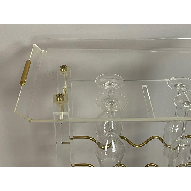 Sculptural Acrylic Glass and Brass Wine Rack by David Lange. France, 1970s For Sale - Image 10 of 13
