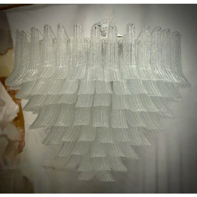 Mid-Century Murano Round Transparent White Color Chandelier and Pendant For Sale - Image 10 of 10