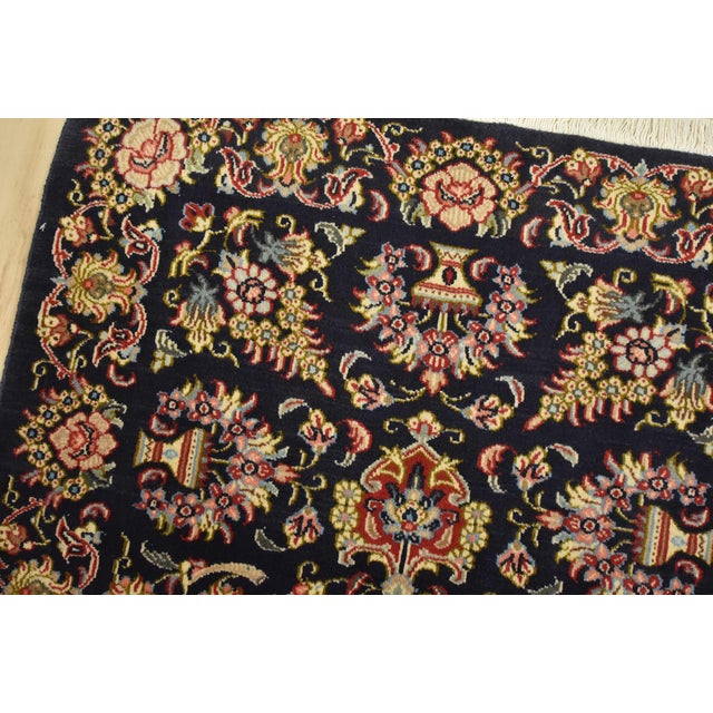 Qom Rug 2’7” X 4’9” Blue Wool Vintage Traditional Hand-Knotted Carpet For Sale In Philadelphia - Image 6 of 10