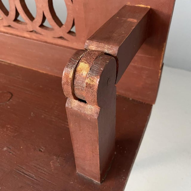 Art Deco Italian Bench in Red Wood, 1930s For Sale - Image 13 of 18