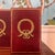 20th Century Red Leather Brass Laurel Wreath Bookemds a Pair For Sale - Image 4 of 12