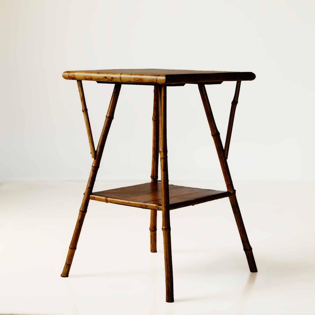 Antique Bamboo Table With Oak Shelves For Sale - Image 4 of 4