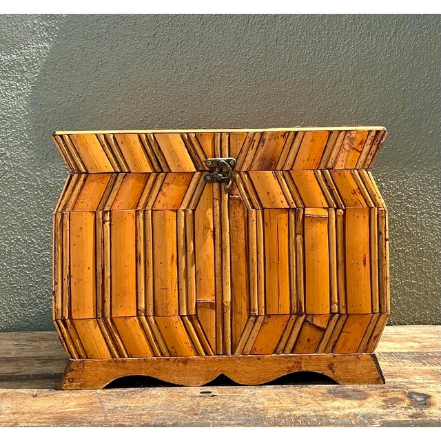 Vintage Faceted Rattan Box For Sale - Image 9 of 12