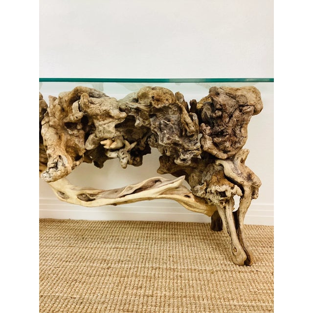 Vintage 1970s Driftwood Burlwood Console or Entry Table For Sale - Image 9 of 9