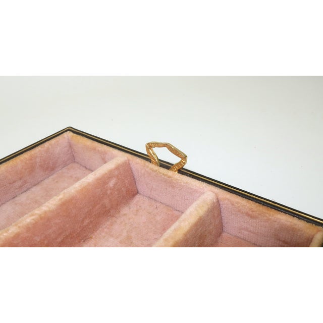 Vintage Italian Leather & Ruby Red Cut Velvet Jewelry Box For Sale - Image 12 of 15