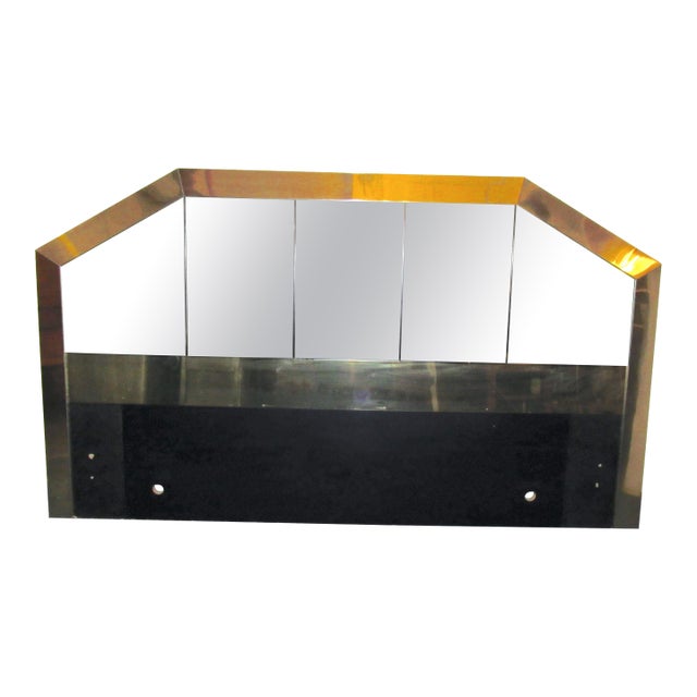 Mid 20th Century Vintage Mirrored Headboard in the Style of Paul Evans For Sale
