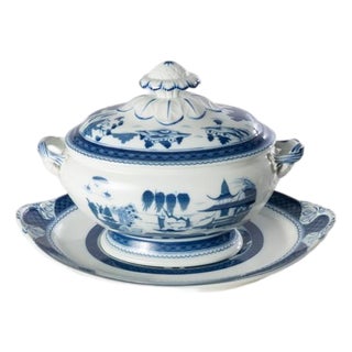 Mottahedeh Historic Charkston Blue Canton Tureen and Underplate For Sale