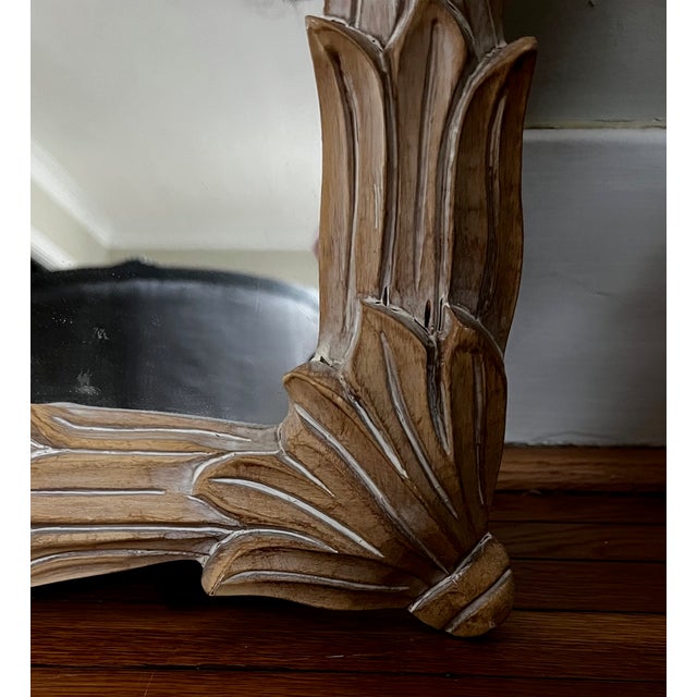 Carolina Mirror Company Serge Roche Style Palm Beach Frond Leaf Carved Mirror For Sale - Image 4 of 9