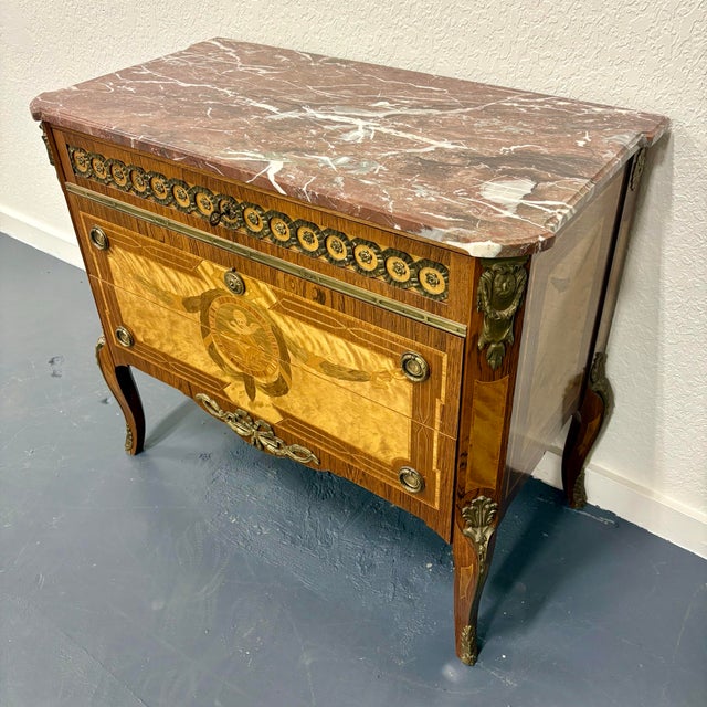 Brown Antique Swedish Marble Top Commode For Sale - Image 8 of 12