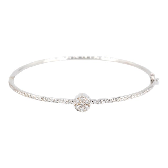 18k Diamond Bangle Bracelet Womens White Gold vs Pave Modern Fine Jewelry For Sale