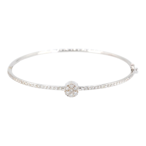18k Diamond Bangle Bracelet Womens White Gold vs Pave Modern Fine Jewelry