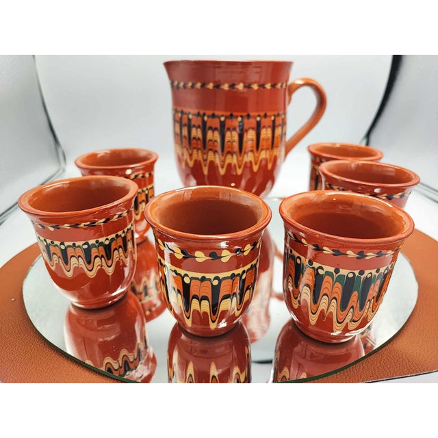 Brown Mid-Century Bulgarian Jug and Cups, 1960s, Set of 7 For Sale - Image 8 of 8