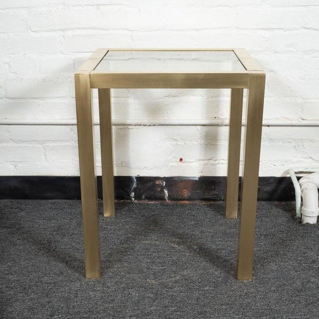 Mid-Century Modern Vintage Satin Finish Brass Side Table For Sale - Image 3 of 9