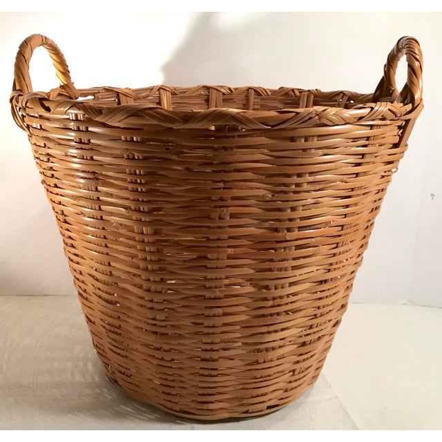Mid 20th Century Vintage Wicker Basket With Handles Chairish