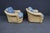 Blue Pair of Custom Wicker Swivel Lounge Chairs Attributed to Century Furniture, 1980s For Sale - Image 8 of 13