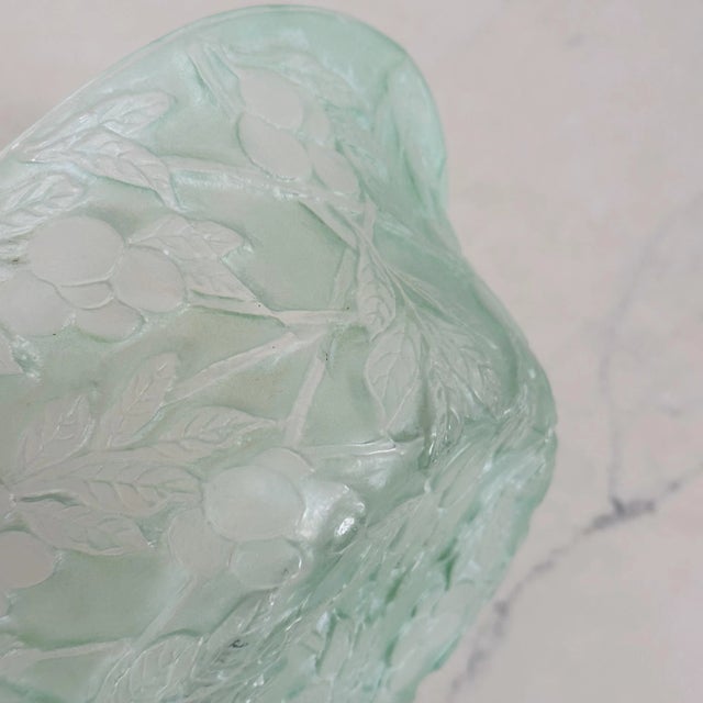 Antique Consolidated Glass in Green Wash With Olive Branch Design Bowl For Sale - Image 9 of 10