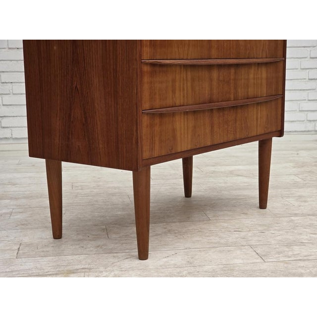 Mid-Century Modern Danish Teak Chest of Drawers with Folding Mirror, 1970s For Sale - Image 3 of 16