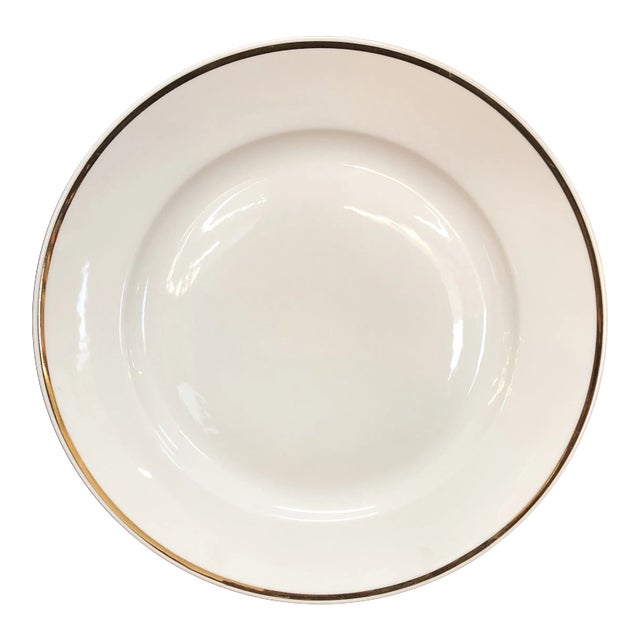 Early 20th Century Single Italian Round Platter / Charger White With Gilt Rim Richard Ginori For Sale