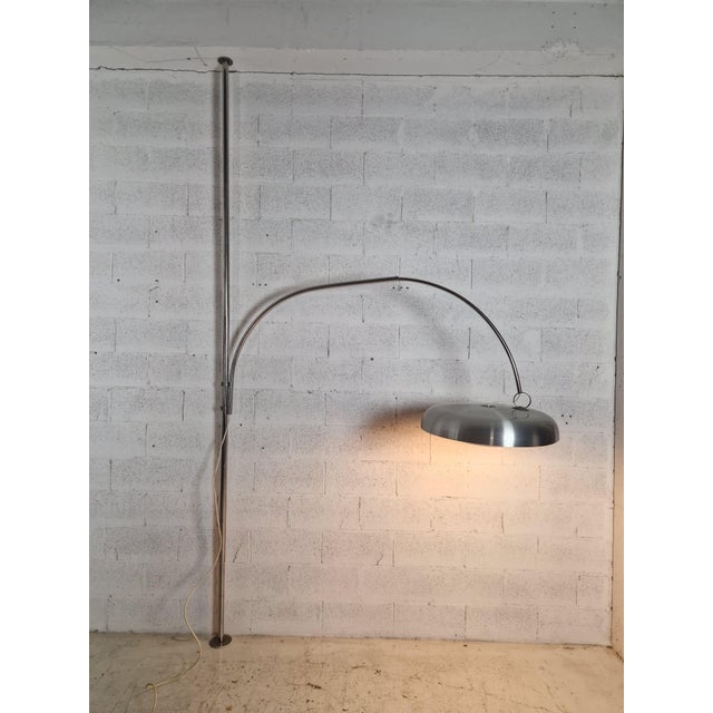 Mid-Century Modern Metal Arc Floor Lamp attributed to Pirro Cuniberti for Sirrah, 1970s For Sale - Image 3 of 13