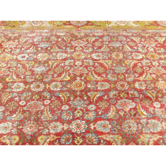 Red Antique Persian Mahal Rug. 9'8'x 11' For Sale - Image 8 of 17