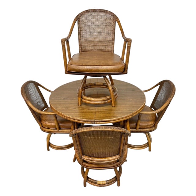 Vintage Bamboo & Rattan 5-Piece Dinette Set For Sale