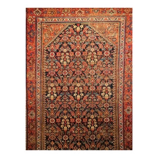 Antique Malayer Gallery Rug, Hand-Knotted Wool, Allover Geometric Pattern, Navy & Red, 6x12 For Sale