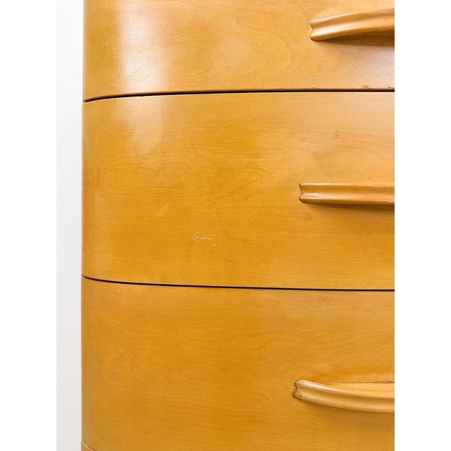 Tan Heywood Wakefield MCM Tallboy 5-Drawer Dresser Pre-Wwii Vintage 32" Wide For Sale - Image 8 of 18
