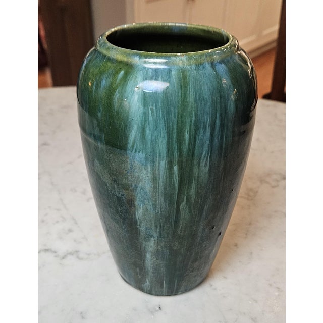 Green Early 20th Century Drip Green Onyx Brush McCoy Jardinière, Attributed For Sale - Image 8 of 12