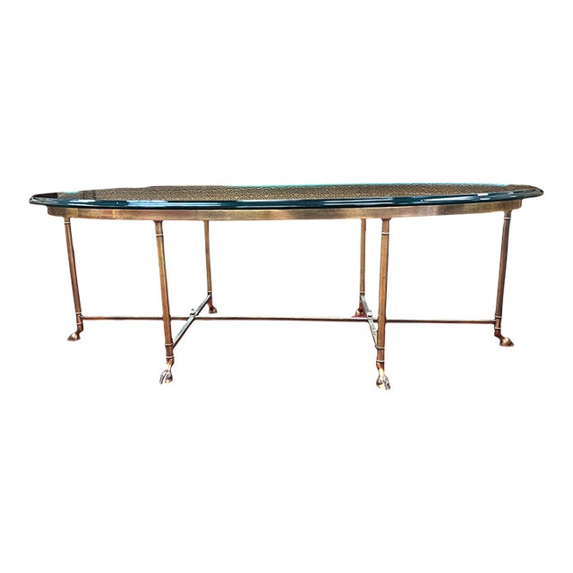 Vintage Oval Labarge Brass Cocktail Table With Glass Top Chairish