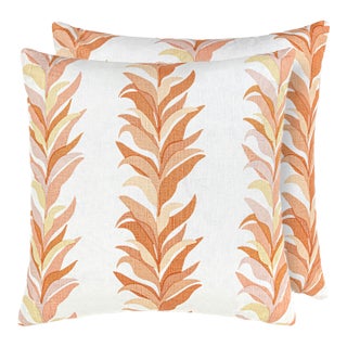 The House Of Scalamandré Chira Island Square Pillow In Peach For Sale