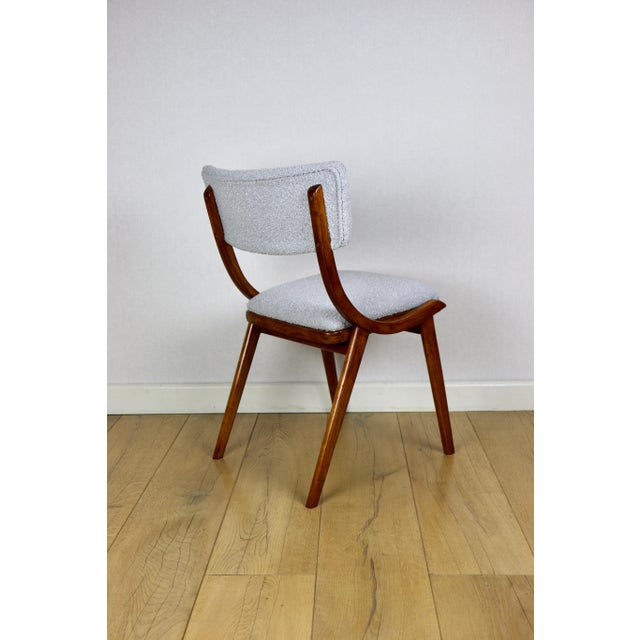Wood Skoczek Chair in Light Grey Boucle, 1970s For Sale - Image 7 of 12