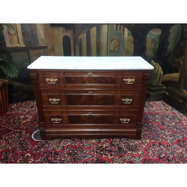 Wood Antique Marble Top Dresser, Victorian Dresser For Sale - Image 7 of 10