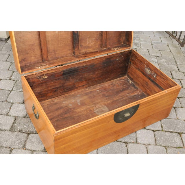 1920s Asian Camphor Wood Box with Traditional Lockset and Lateral Handles For Sale - Image 10 of 12