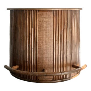 Vintage Boho Pretzel Rattan Dry Bar For Sale