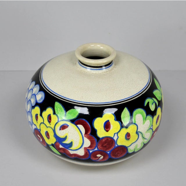 French Art Deco Hand-Painted Vase, 1930s For Sale - Image 6 of 7
