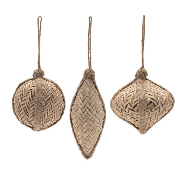 Add a touch of rustic charm to your holiday decor with these Woven Bamboo Ornaments. Featuring earthy brown tones with a...