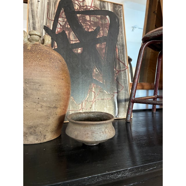 Vintage Blue Gray Indian Pot on Custom Ring For Sale - Image 4 of 11