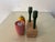 Rare Danish Mid Century Handmade Carved Tulip Flower Salt & Pepper Set on Burlwood Stand For Sale - Image 9 of 11