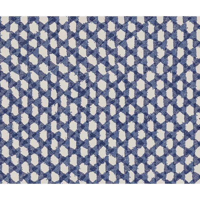 Fermoie 20 Inch Tall Empire Lampshade in Indigo Blue Wicker Pattern For Sale - Image 4 of 4