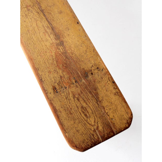 Wood Antique Primitive Farmhouse Bench For Sale - Image 7 of 18