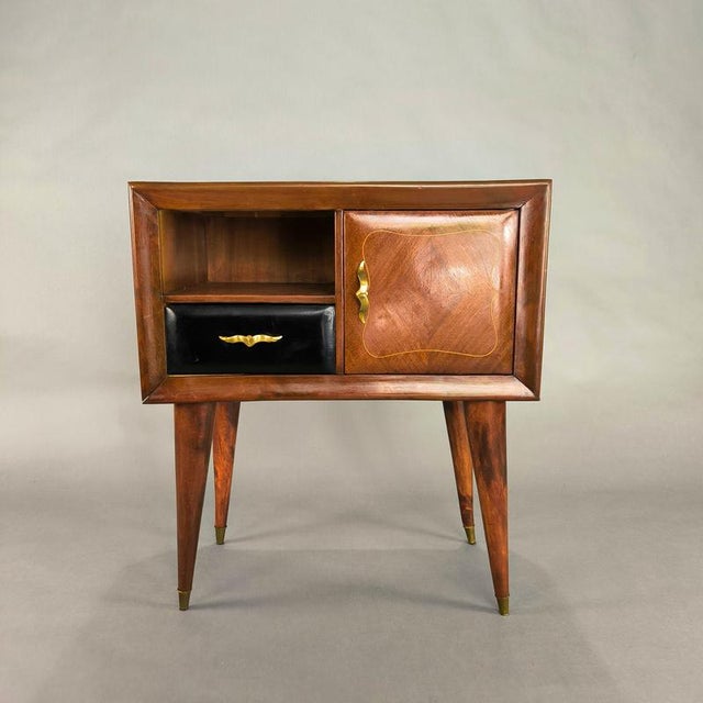 Mahogany and Black Glass Bedside Tables, 1950s, Set of 2 For Sale - Image 4 of 10