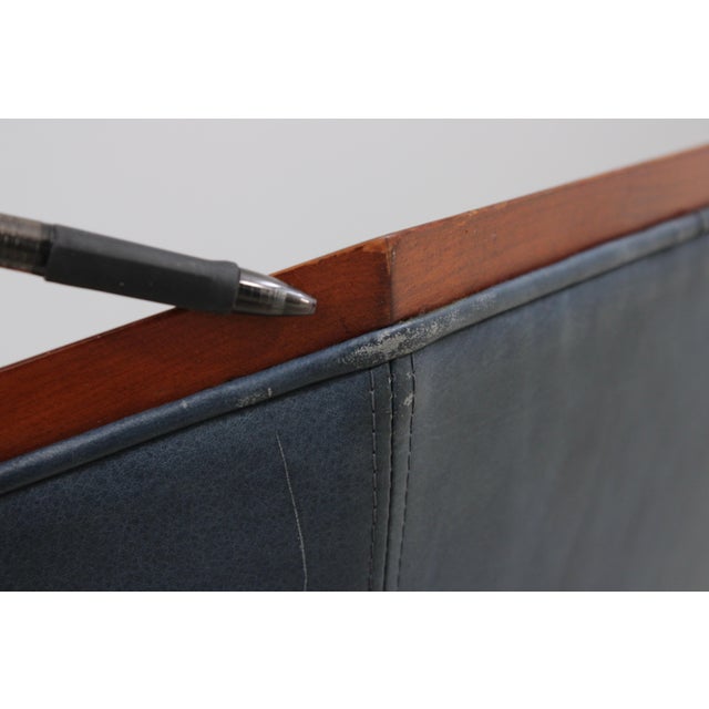 Stickley Cherry Blue Leather Club Chair For Sale - Image 12 of 16