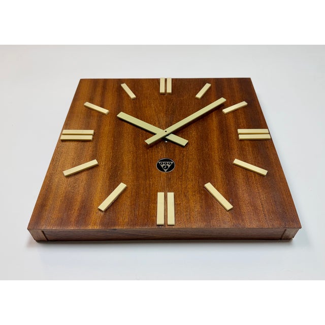 Vintage Brown Wooden Wall Clock from Pragotron, 1980s For Sale - Image 6 of 16