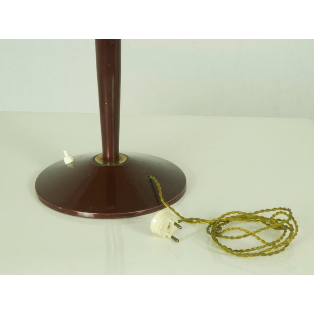 Metal Vintage Italian Burgundy Metal & Brass Desk Lamp, 1950s For Sale - Image 7 of 8