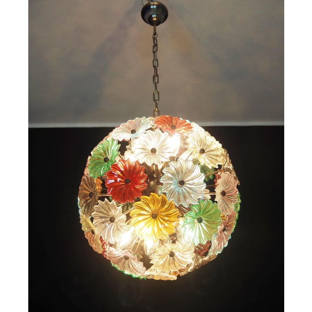Murano Sputnik Murano Multicolored Chandelier 51 Daisy Multicolored Glasses For Sale - Image 4 of 7