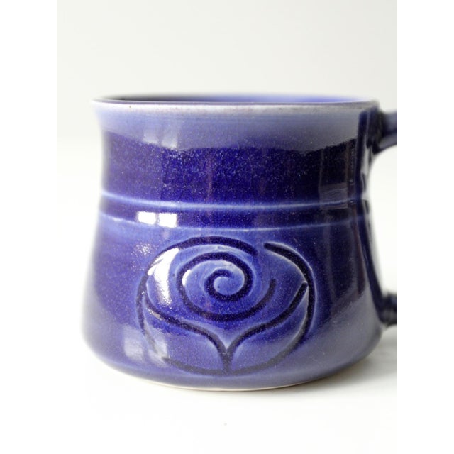 Blue Vintage Organic Modern Studio Pottery Mug For Sale - Image 8 of 11