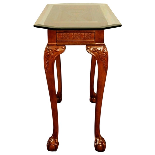 1920s Early 20th Century Exquisite Chippendale Revival Glass Top Console Table For Sale - Image 5 of 12
