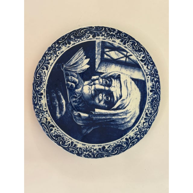 Delft 1920’s Blue and White Delft Plate For Sale - Image 4 of 4